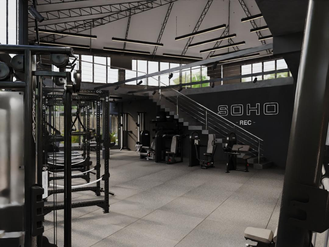 SOHO THE REC two-story training floor with members exercising
